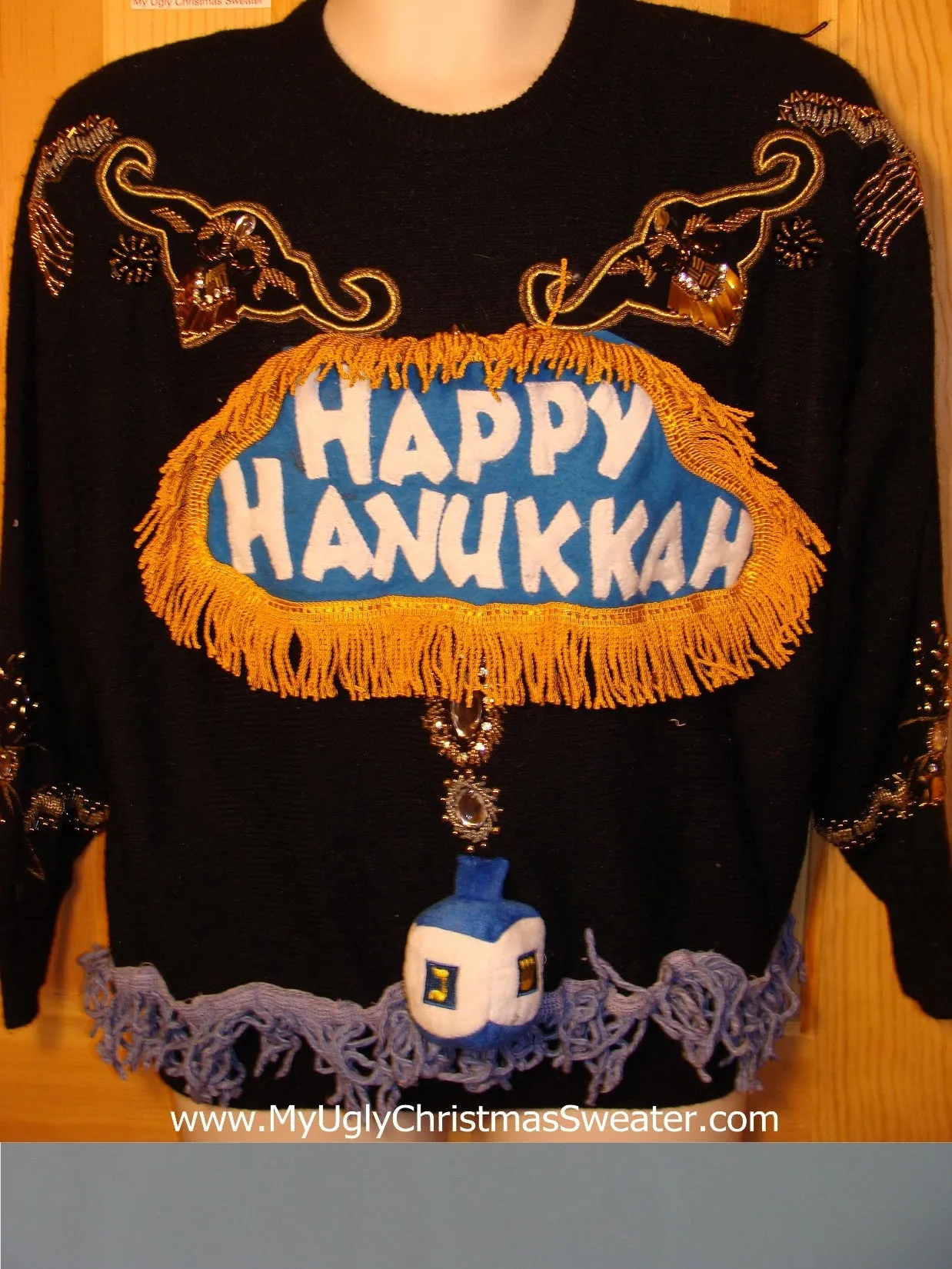 Ugly Christmas Sweater Party Hanukkah Sweater Vintage 80s (j136)