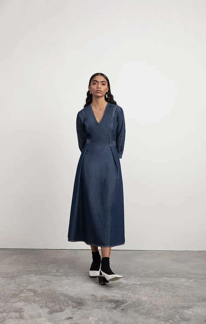 V Neck Denim Dress