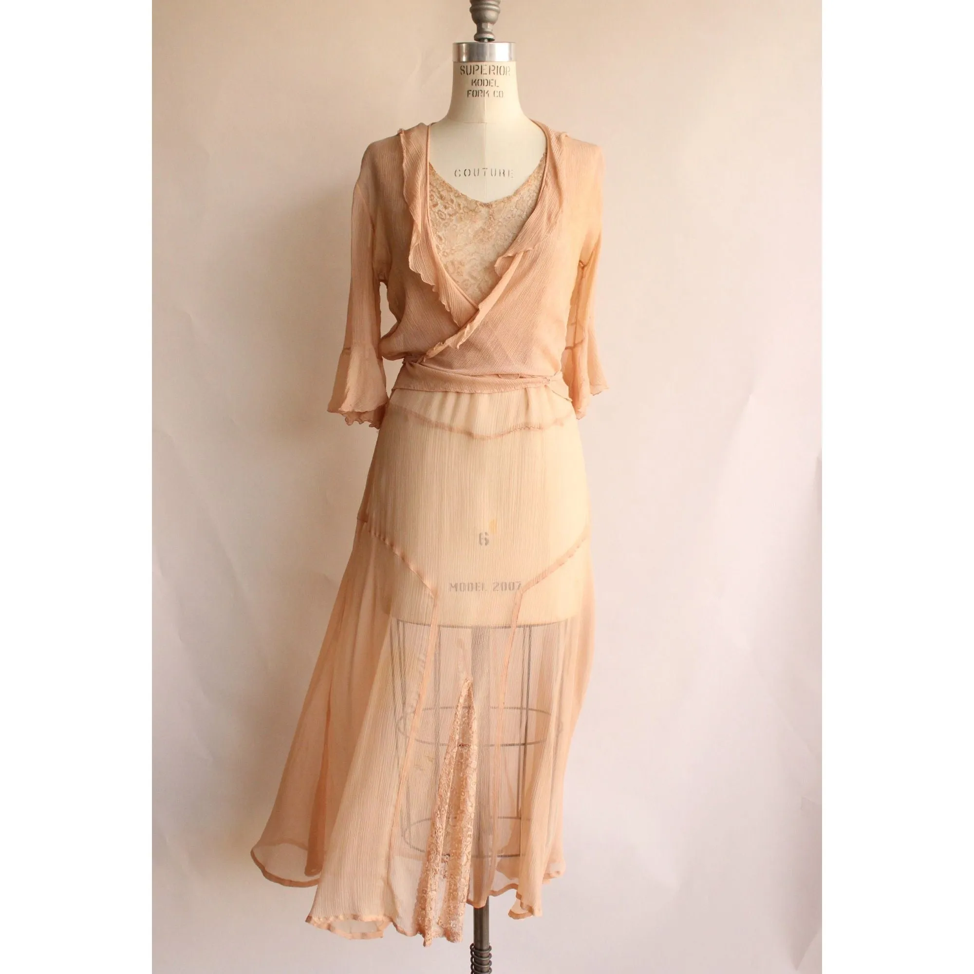 Vintage Antique 1920s Dress with Jacket and Belt