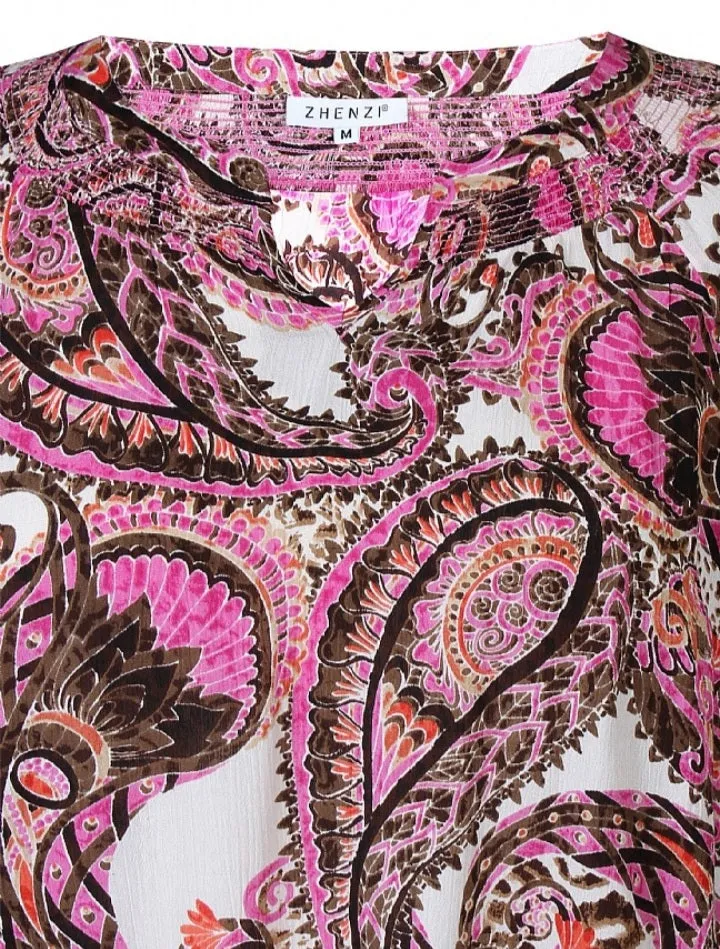 Zhenzi pink print top